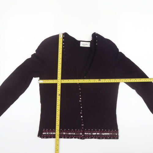 Principles Petite Women's Black Beaded Cardigan Size M