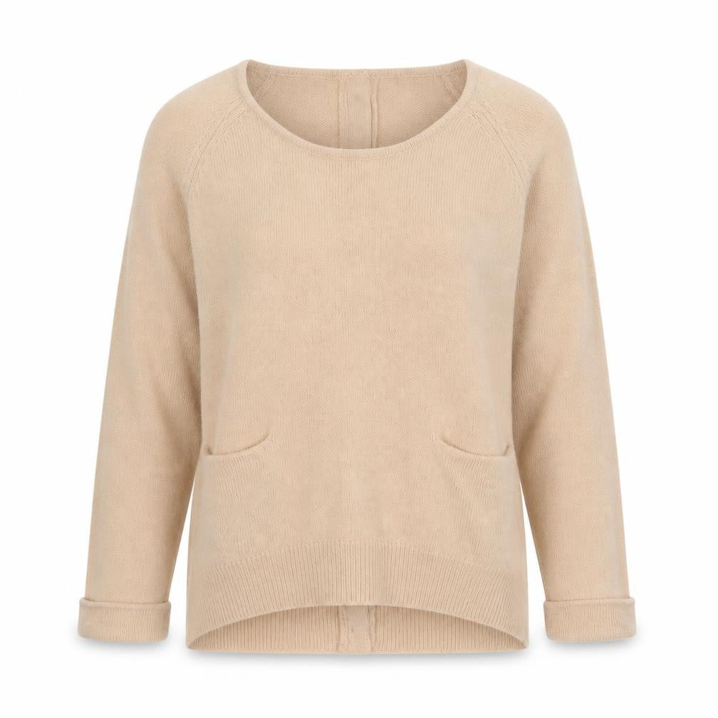 Front view of Mint Velvet Women's Beige Wool Angora Cardigan, size 16