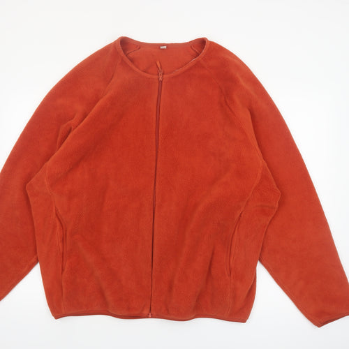 Uniqlo Womens Orange Fleece Full Zip Jacket Size 2XL