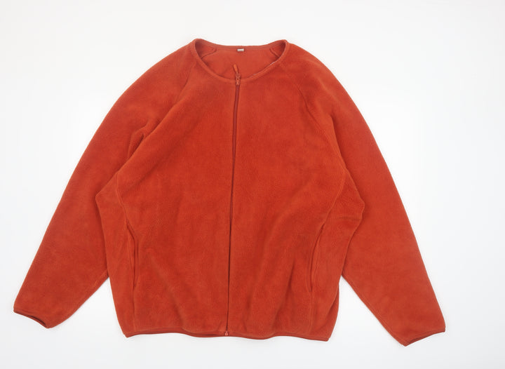Uniqlo Womens Orange Fleece Full Zip Jacket Size 2XL