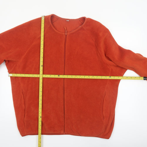 Uniqlo Womens Orange Fleece Full Zip Jacket Size 2XL