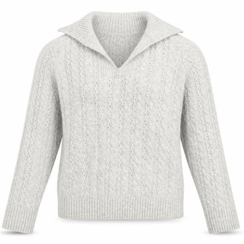 M&Co Women’s Grey Cable Knit Collared Pullover Jumper Size 8