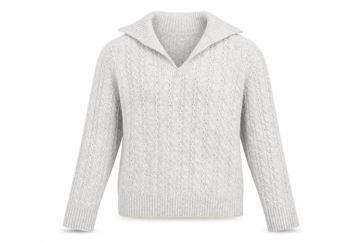M&Co Women’s Grey Cable Knit Collared Pullover Jumper Size 8