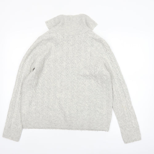 M&Co Women’s Grey Cable Knit Collared Pullover Jumper Size 8