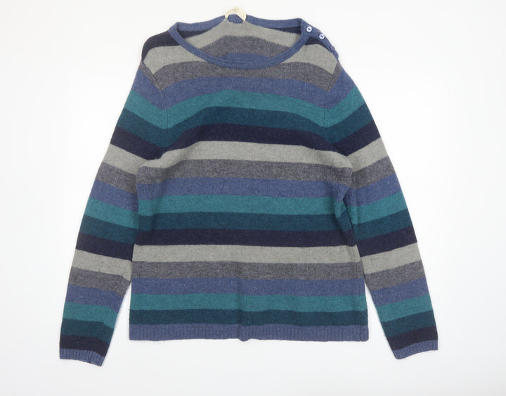 Seasalt Cornwall Women’s Multicoloured Striped Wool Blend Pullover Jumper Size 20