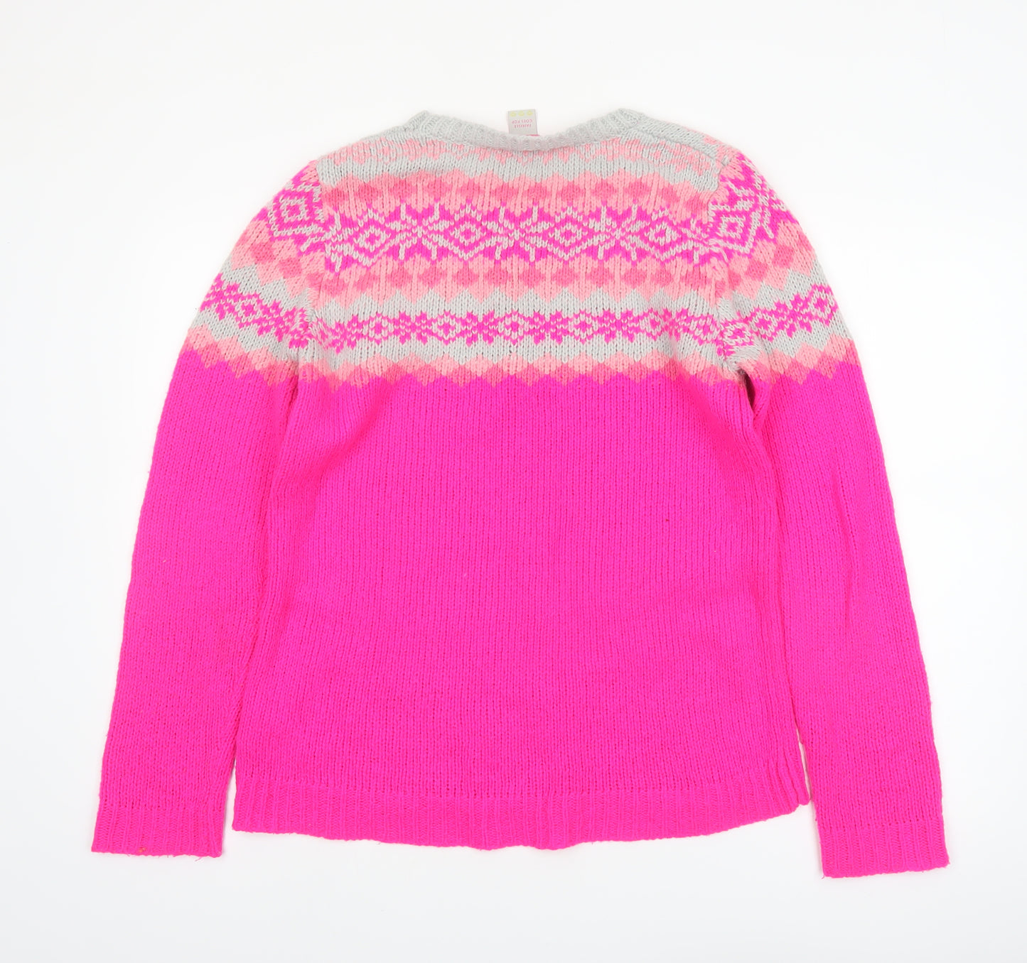 Oasis Womens Pink Fair Isle Knit Crew Neck Jumper Size M