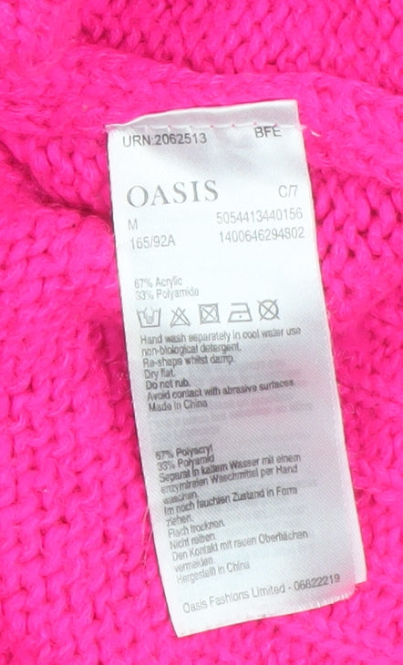 Oasis Womens Pink Fair Isle Knit Crew Neck Jumper Size M