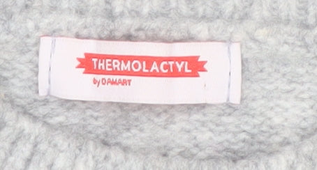 Damart Womens Grey Argyle Knit Pullover Jumper Size 14/16
