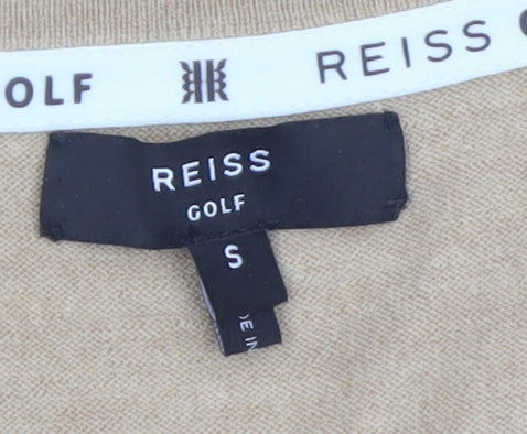 Reiss Golf Men's Beige Wool V-Neck Sleeveless Vest Jumper Size S
