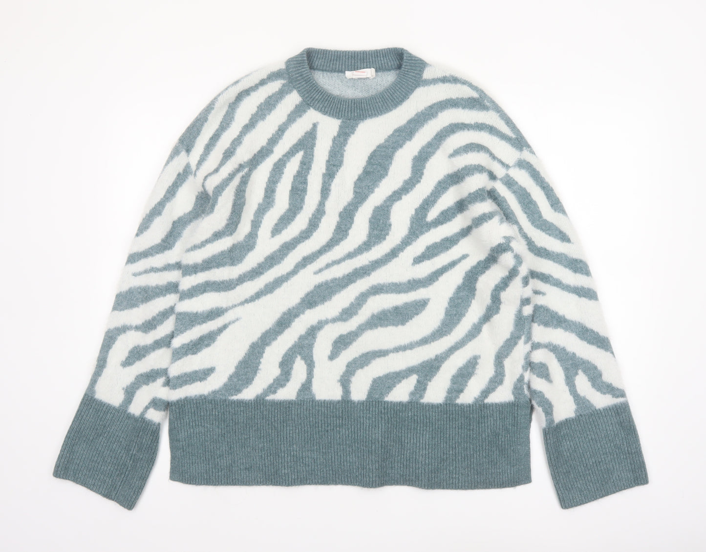 Finery Women’s Multicoloured Zebra Print Jumper UK 16 Crew Neck Knit