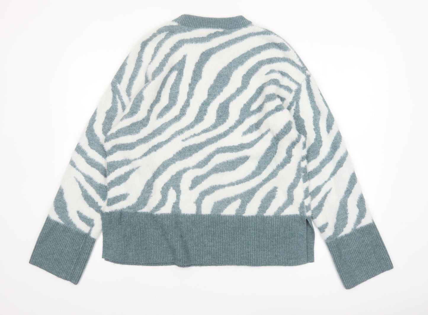 Finery Women’s Multicoloured Zebra Print Jumper UK 16 Crew Neck Knit
