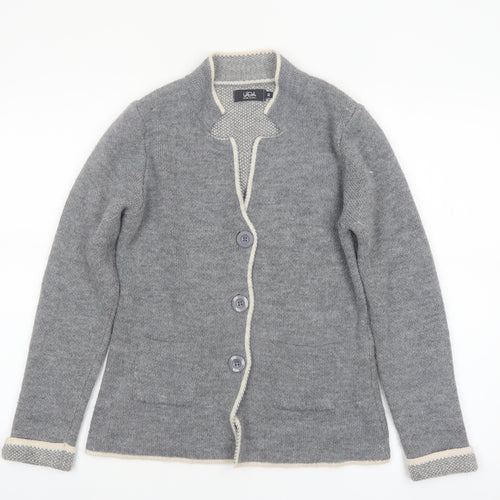 YiDA Women's Grey Knit Cardigan XS Wool Blend Long Sleeve