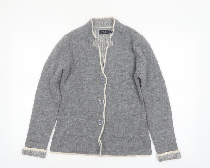 YiDA Women's Grey Knit Cardigan XS Wool Blend Long Sleeve
