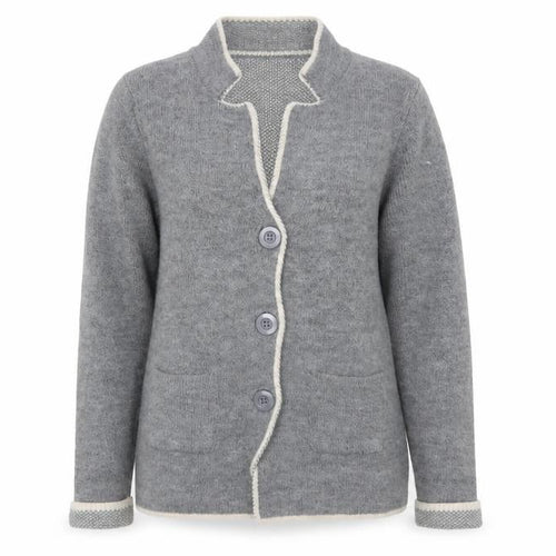 YiDA Women's Grey Knit Cardigan XS Wool Blend Long Sleeve
