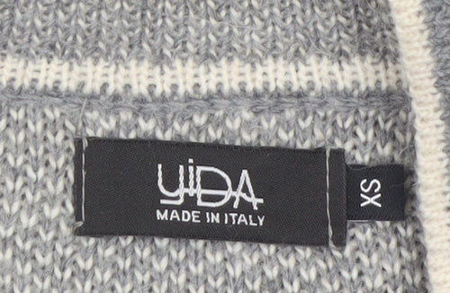 YiDA Women's Grey Knit Cardigan XS Wool Blend Long Sleeve