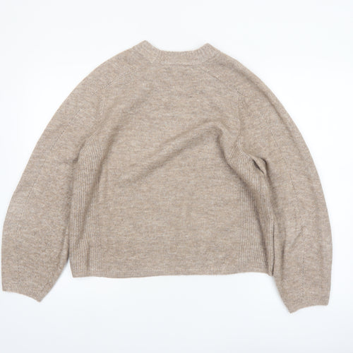 Next Women Beige Crew Neck Knit Pullover Jumper Size 14