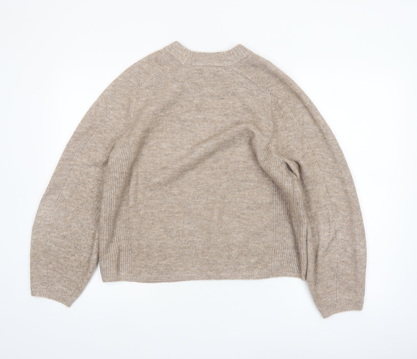 Next Women Beige Crew Neck Knit Pullover Jumper Size 14