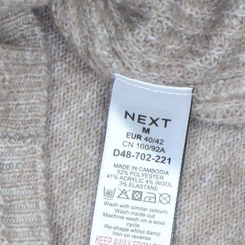 Next Women Beige Crew Neck Knit Pullover Jumper Size 14