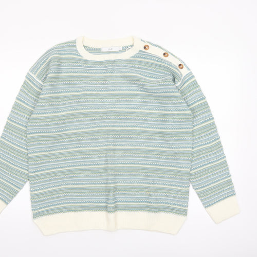 Isle Women's Multicoloured Striped Crew Neck Acrylic Jumper Size 14