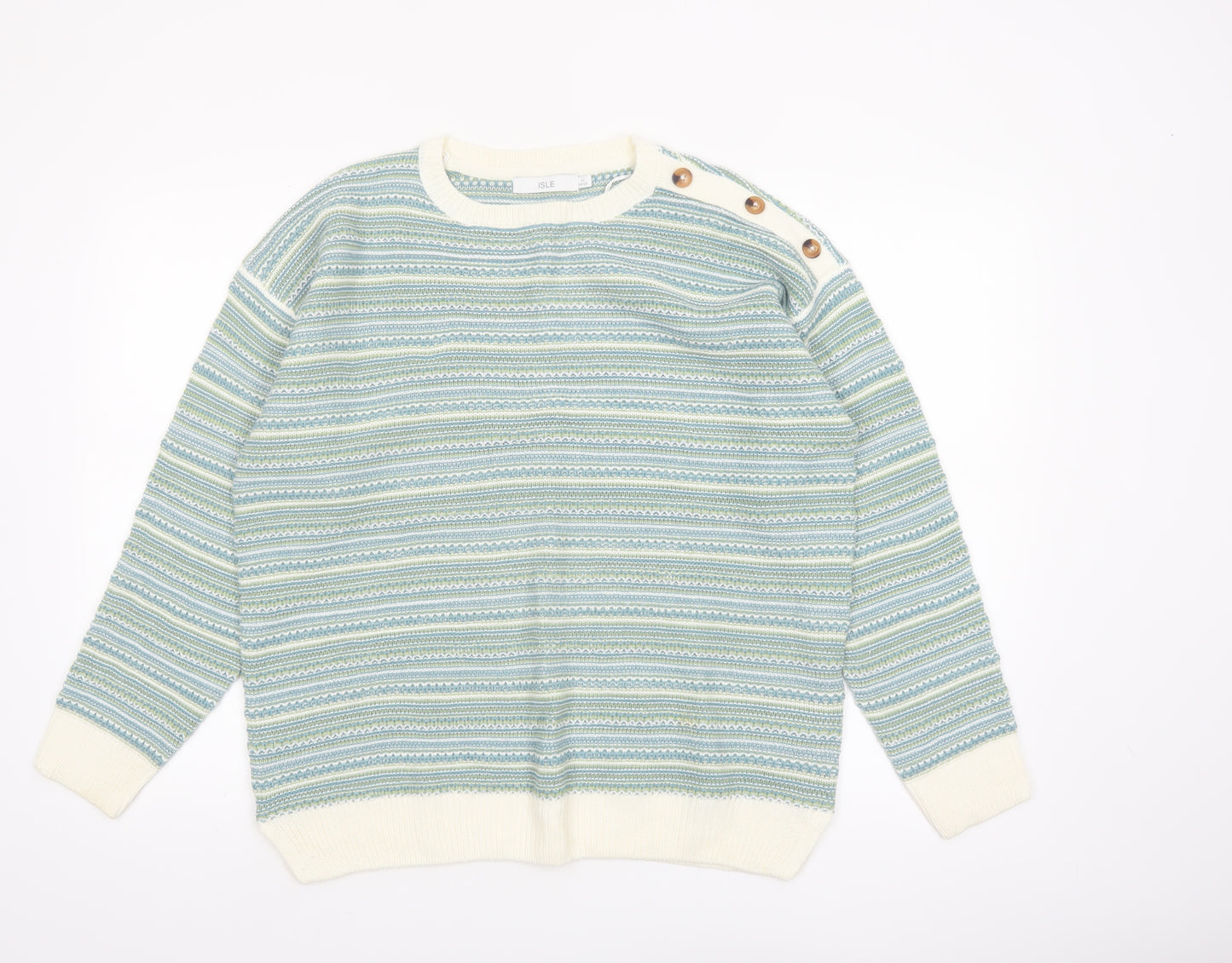 Isle Women's Multicoloured Striped Crew Neck Acrylic Jumper Size 14