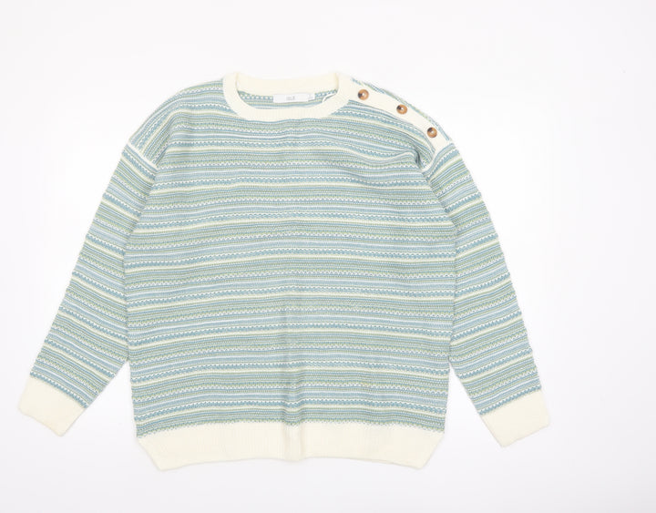 Isle Women's Multicoloured Striped Crew Neck Acrylic Jumper Size 14