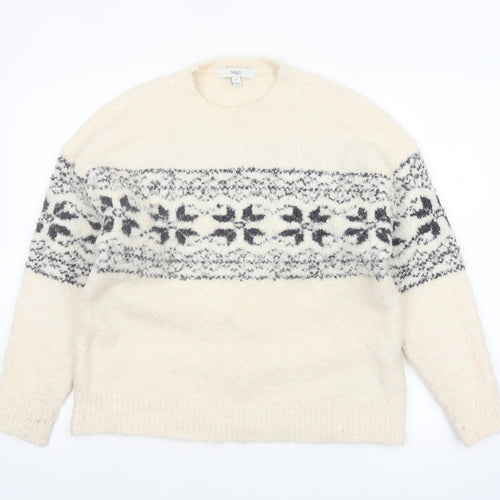 Marks and Spencer Women's Ivory Fair Isle Knit Jumper M