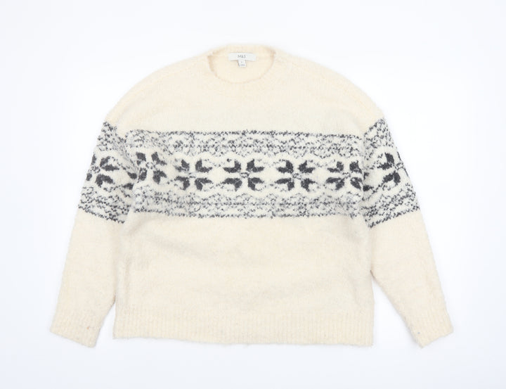 Marks and Spencer Women's Ivory Fair Isle Knit Jumper M