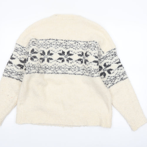 Marks and Spencer Women's Ivory Fair Isle Knit Jumper M