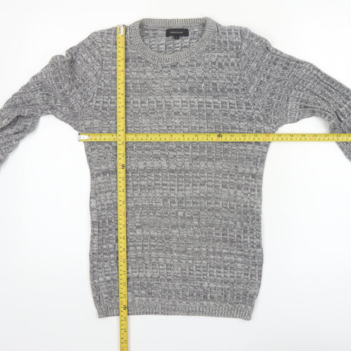River Island Men's Grey Waffle Knit Crew Neck Jumper Size S