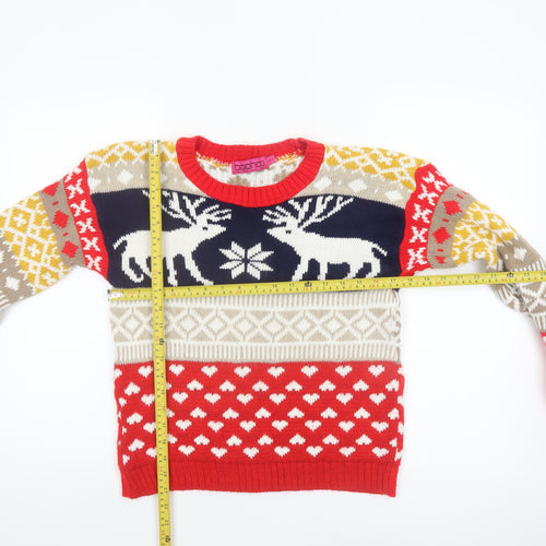 Boohoo Women's Multicoloured Fair Isle Christmas Jumper S Pullover Knit