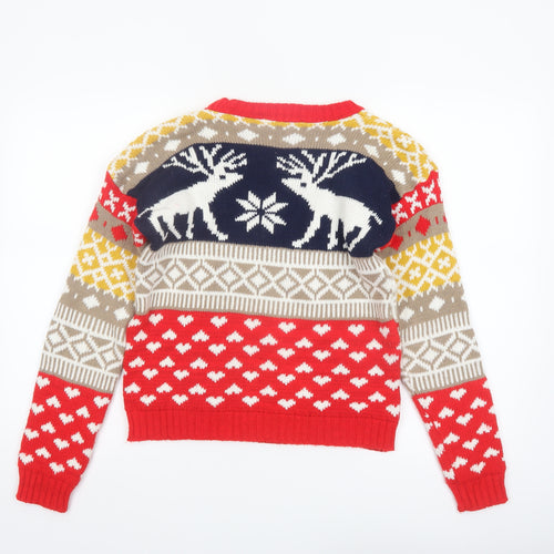 Boohoo Women's Multicoloured Fair Isle Christmas Jumper S Pullover Knit