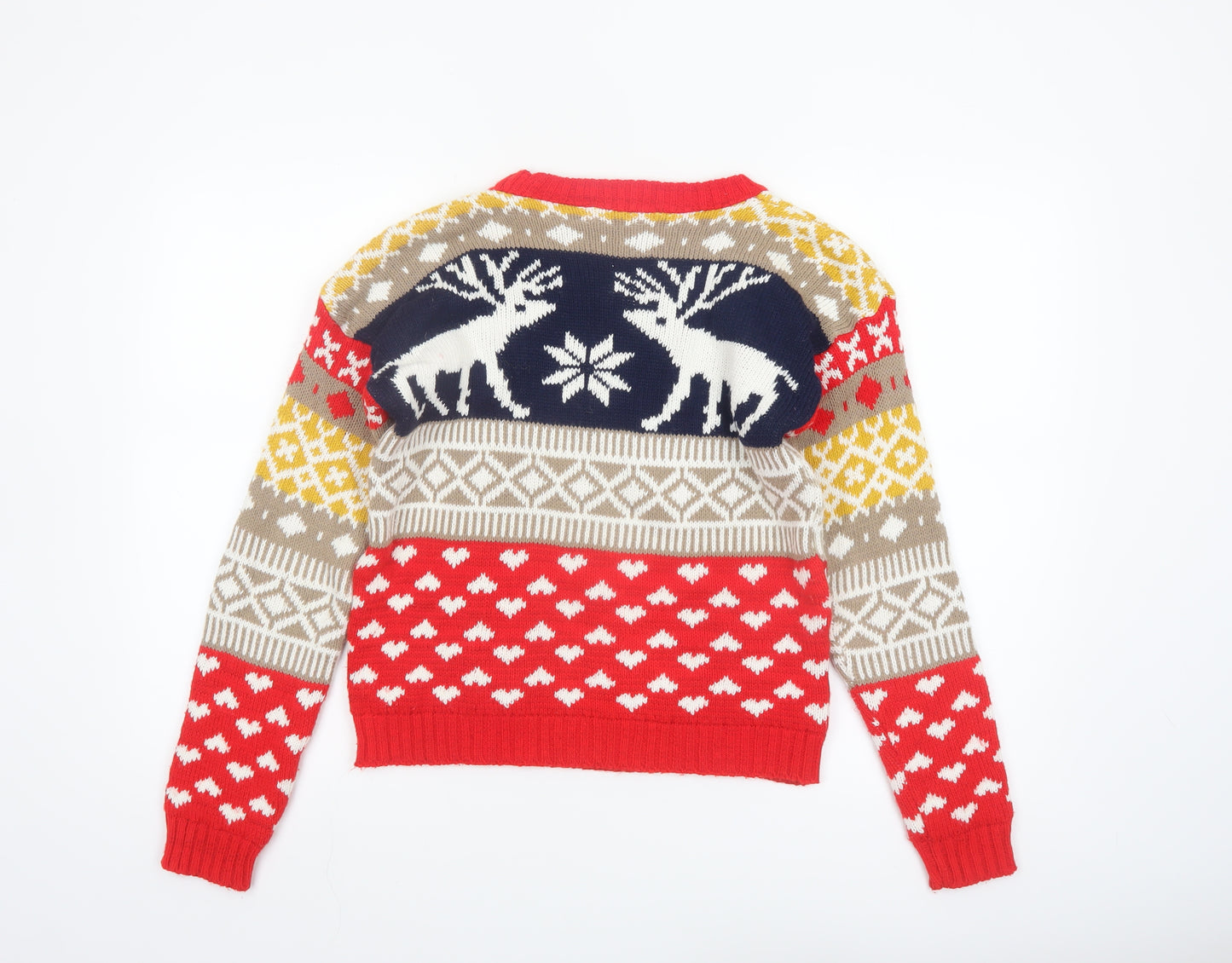Boohoo Women's Multicoloured Fair Isle Christmas Jumper S Pullover Knit