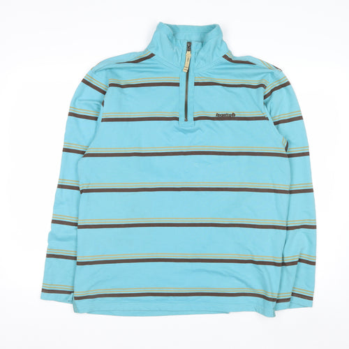 Regatta Men's Blue Striped 1/4 Zip Cotton Sweatshirt Size M