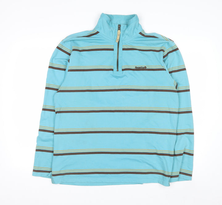 Regatta Men's Blue Striped 1/4 Zip Cotton Sweatshirt Size M