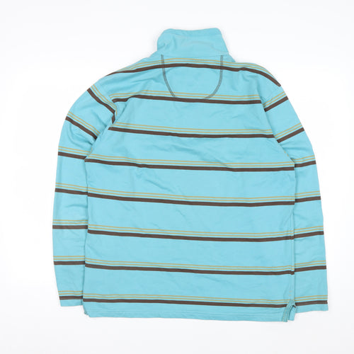 Regatta Men's Blue Striped 1/4 Zip Cotton Sweatshirt Size M