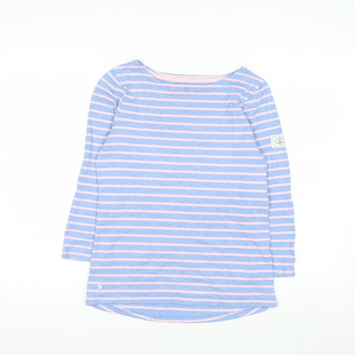 Joules Women’s Blue Striped Long Sleeve Boat Neck Cotton Top UK 6