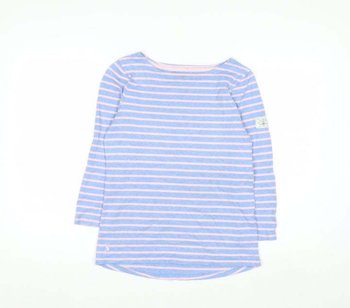 Joules Women’s Blue Striped Long Sleeve Boat Neck Cotton Top UK 6