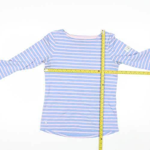 Joules Women’s Blue Striped Long Sleeve Boat Neck Cotton Top UK 6