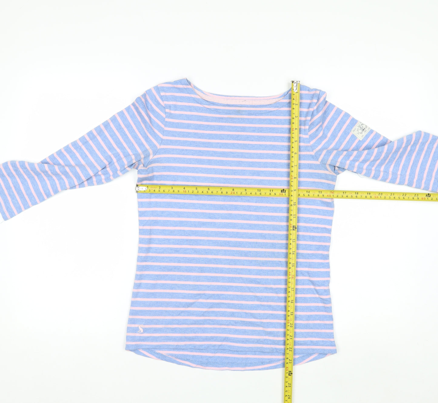 Joules Women’s Blue Striped Long Sleeve Boat Neck Cotton Top UK 6
