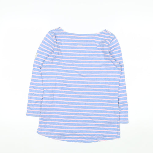 Joules Women’s Blue Striped Long Sleeve Boat Neck Cotton Top UK 6