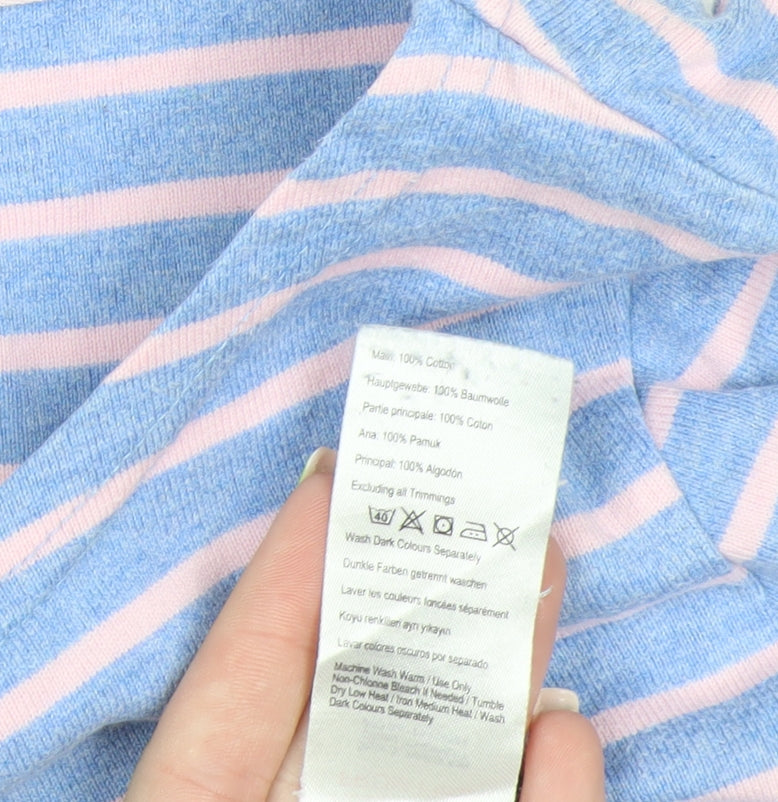 Joules Women’s Blue Striped Long Sleeve Boat Neck Cotton Top UK 6