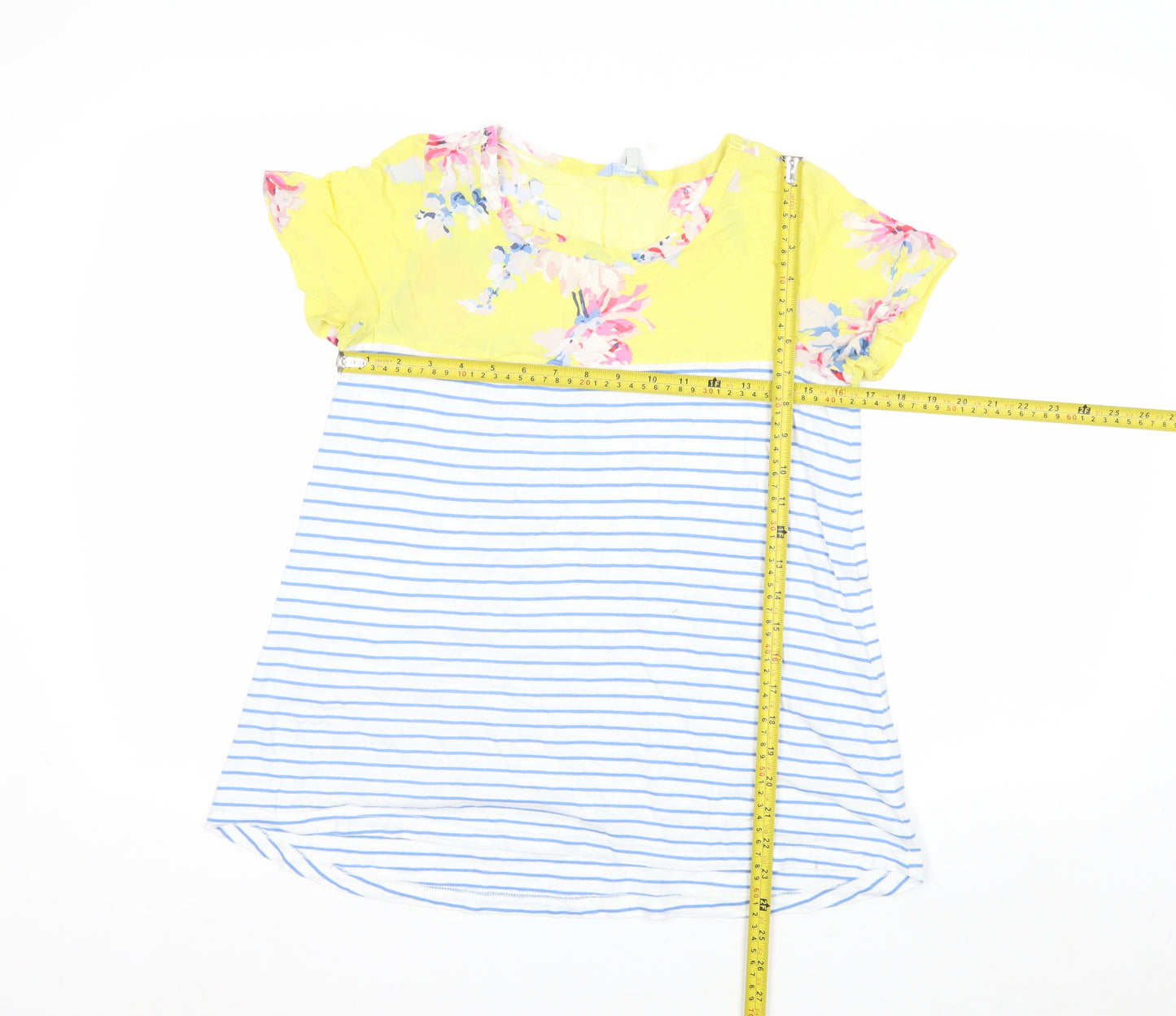 Joules Women’s Multicoloured Floral Stripe Short Sleeve T-Shirt Size 8