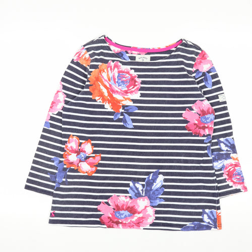 Joules Womens Multicoloured Striped Floral Cotton Top Size 12