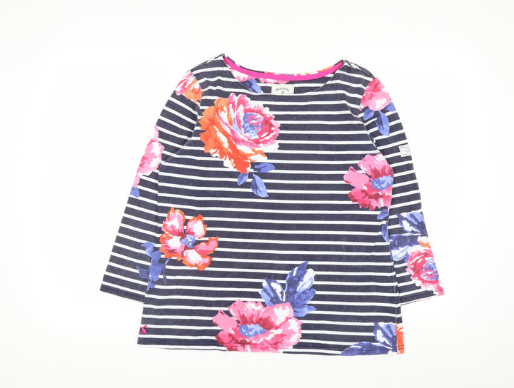Joules Womens Multicoloured Striped Floral Cotton Top Size 12