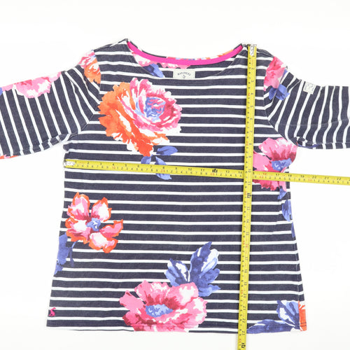 Joules Womens Multicoloured Striped Floral Cotton Top Size 12