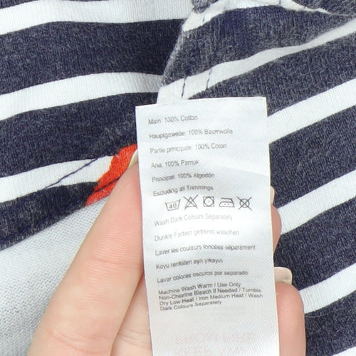 Joules Womens Multicoloured Striped Floral Cotton Top Size 12