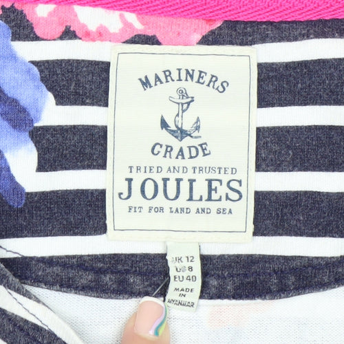 Joules Womens Multicoloured Striped Floral Cotton Top Size 12