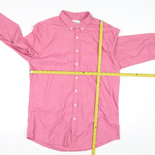 Farah Men's Pink Slim Fit Button-Down Cotton Shirt XL