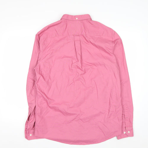 Farah Men's Pink Slim Fit Button-Down Cotton Shirt XL