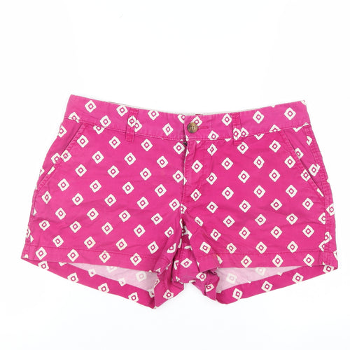 Old Navy Women Pink Geometric Chino Shorts Size 8